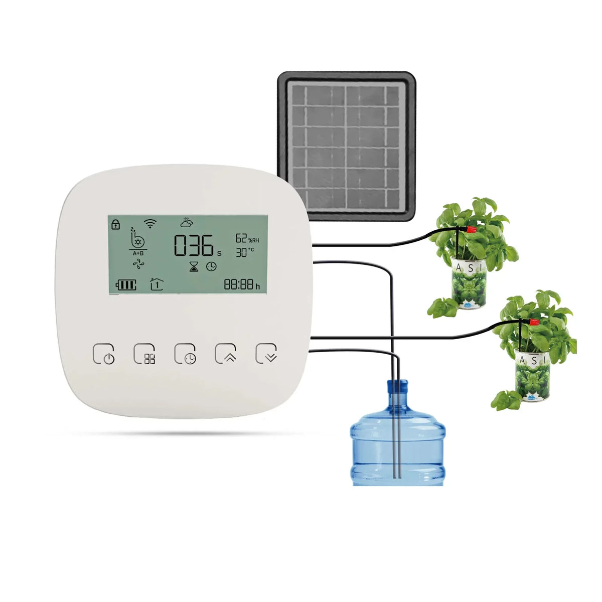 USB Automatic Time Device Pump Charging Panel/ Home Manual Programmable with Watering Voice/ Solar Dual Control Compatible System Watering Built-in Watering WiFi/ Arealer for System Battery Smart