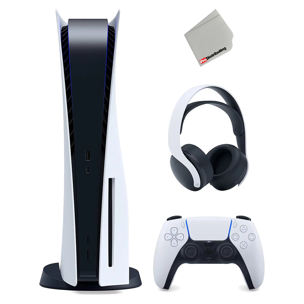 Sony Playstation 5 Disc Version Console (Japan Import) With White Pulse 3D Wireless Gaming Headset And Microfiber Cloth
