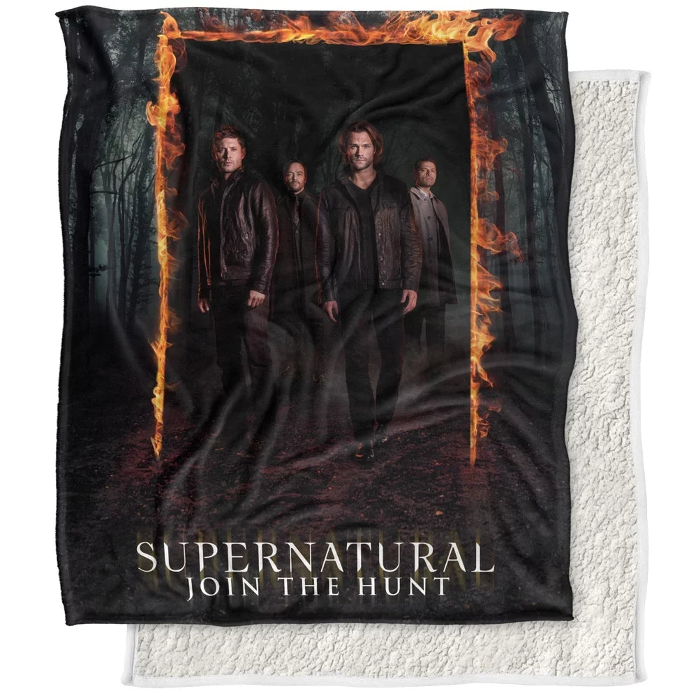 Logovision Supernatural Blanket, 50*60Inch, Fire Frame Silky Touch Sherpa Back Super Soft Throw Blanket
