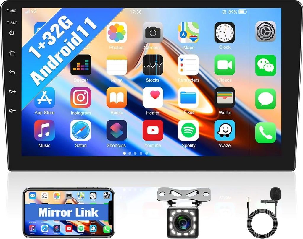 GPS Backup HD Car Support with 1080P Mirror Android Receiver Bluetooth 1+32G Stereo Theme with Change Player Camera inch USB Link 13 Navigation Carplay,10.1 Radio WiFi FM Touchscreen