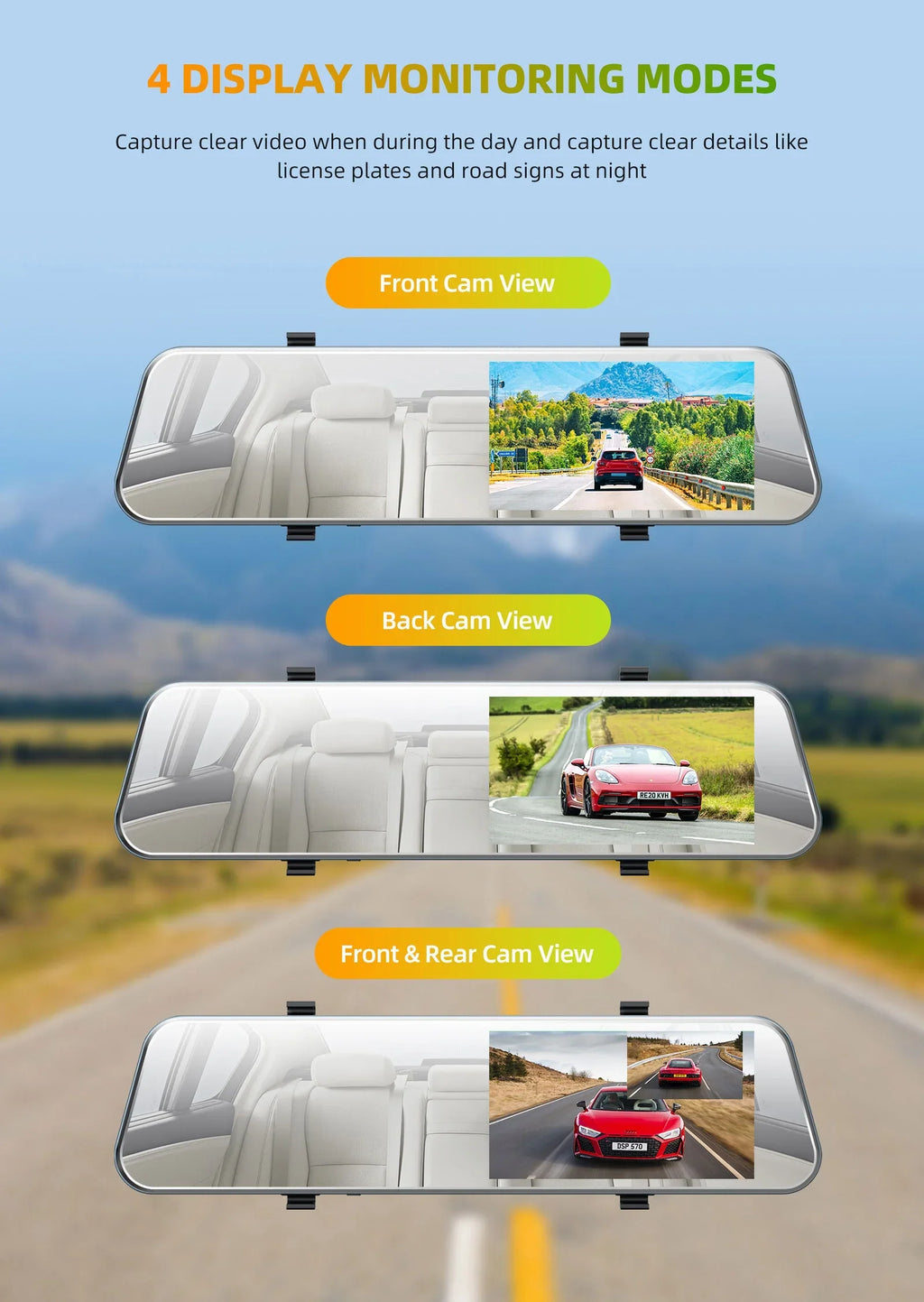 Toguard Mirror Dash Cam For Cars, 1080P Hd Rear View Mirror Camera, 5'' Ips Full Touch Screen Front And Rear Dual Dash Camera With G-Sensor, Parking Monitor, Loop Recording, Parking Assistant