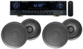 5 Receiver 8" Rockville Amp+(4) Speakers Ceiling Black SINGMIX Bluetooth Home