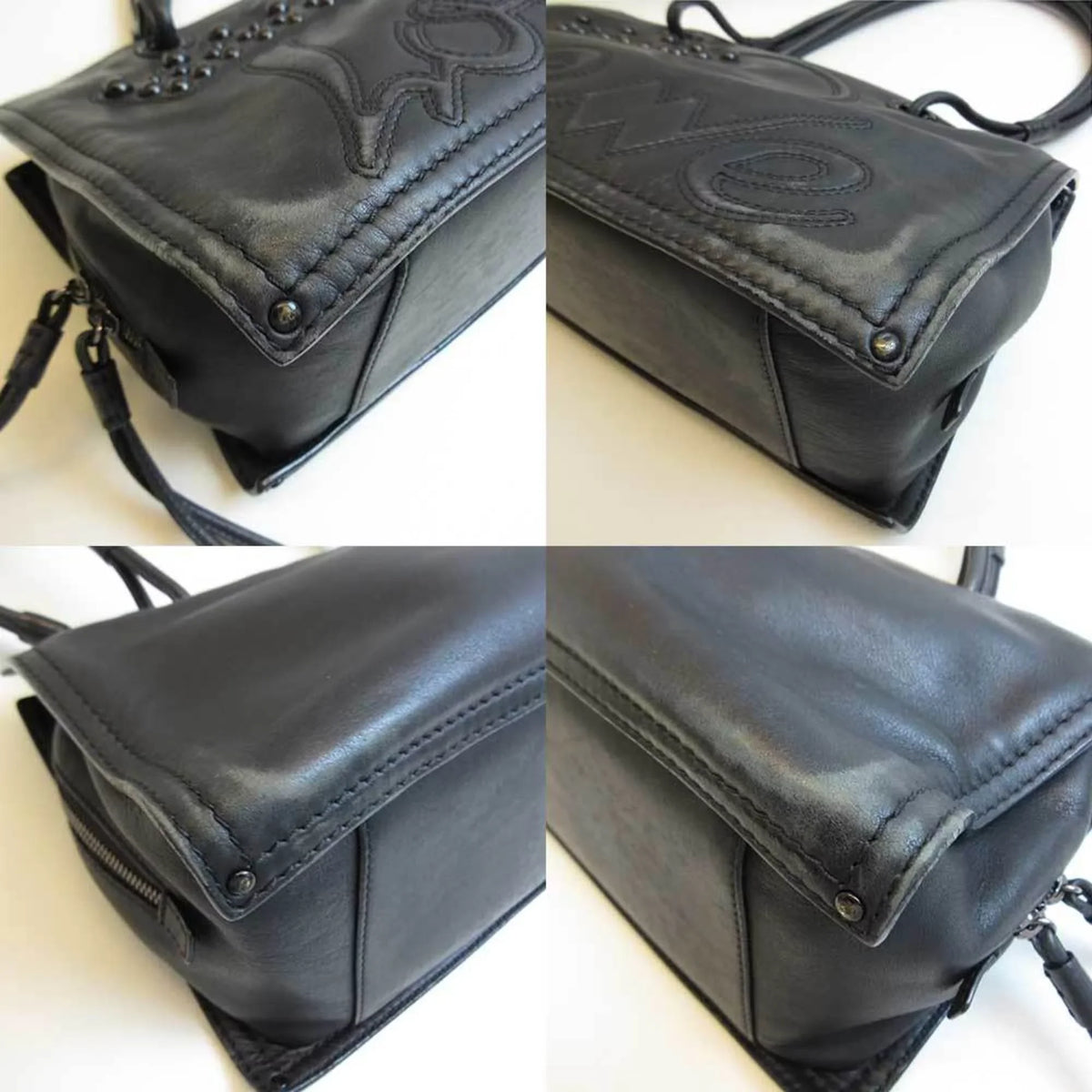 (Good) Tote Black Pre-Owned Bag Loewe Leather Shopper Semi-shoulder Women's
