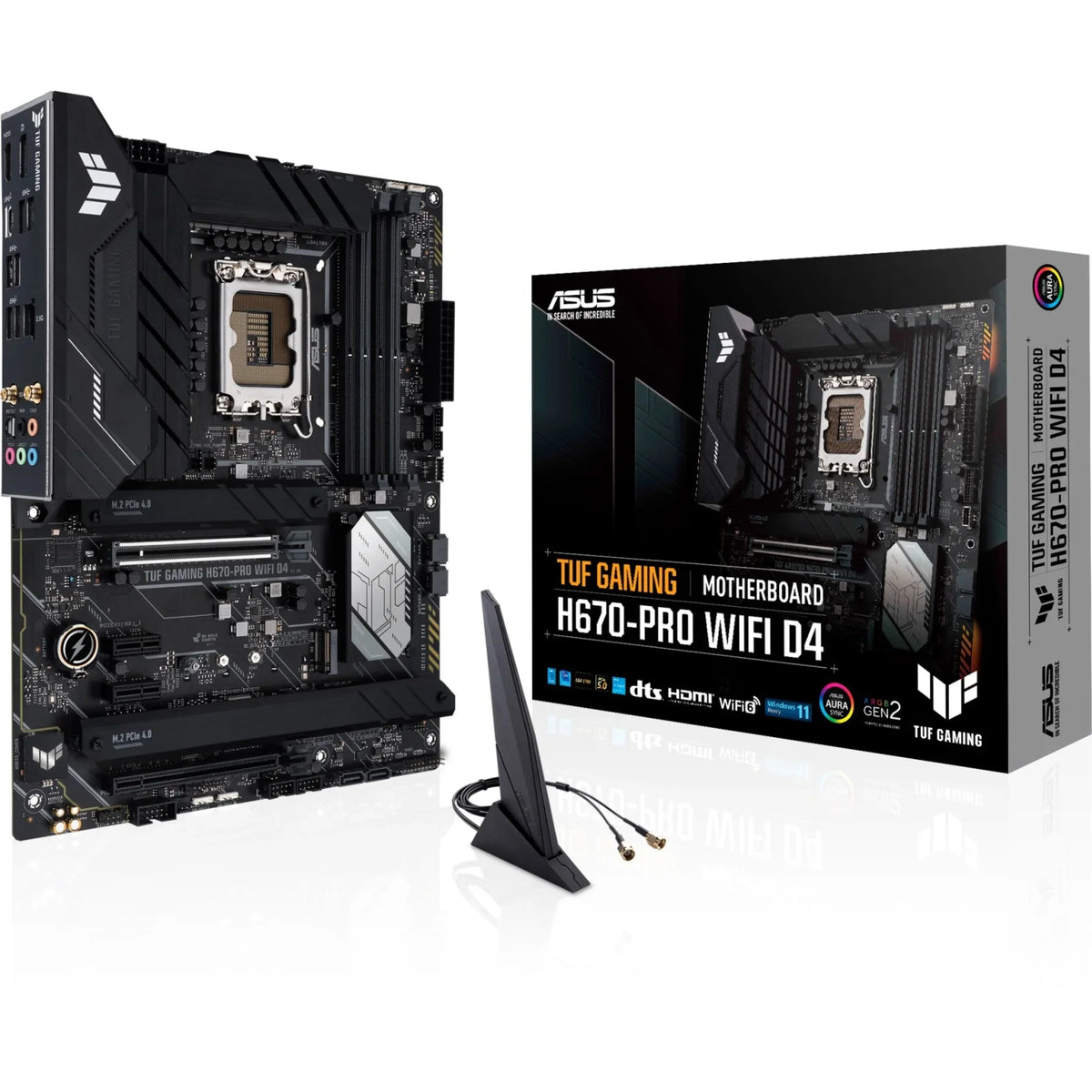 LGA 12th Front WiFi LAN, WIFI TUF 3.2 Gb D4 ATX 5.0, Gen) ASUS H670-PRO (Intel (PCIe 14+1 4xPCIe M.2 1 2.5 6, Gaming 4.0 Slots, 1700 Motherboard DDR4, USB DrMOS, Type-C) GAMING &13th Gen