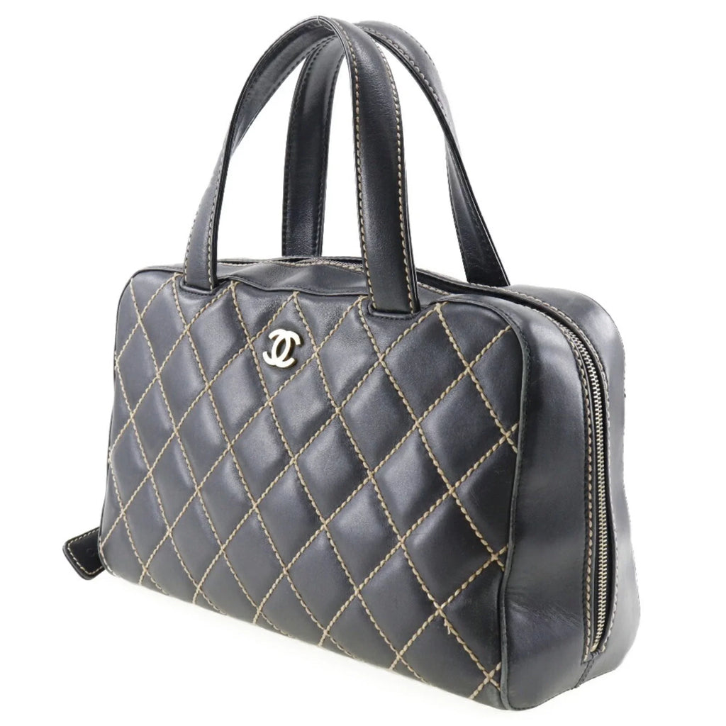 Wild (Fair) Mini Stitch Black Calf Handbag Ladies Pre-Owned A14692 Boston