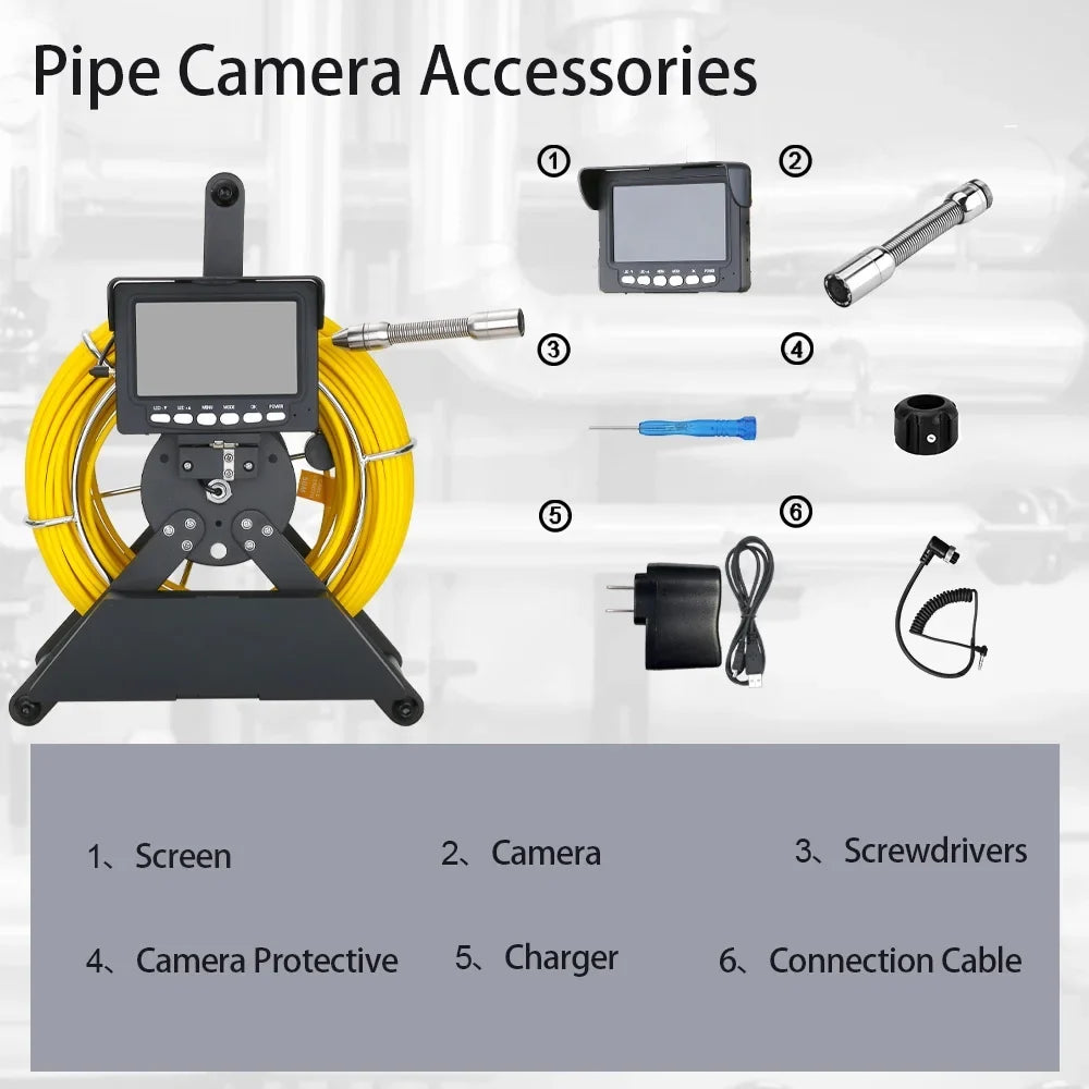 Sewer Drain 22MM Battery IP68 20m Industrial 4500mA Camera, with Inspection Pipeline 4.3 Sewer 1000TVL Monitor Endoscope