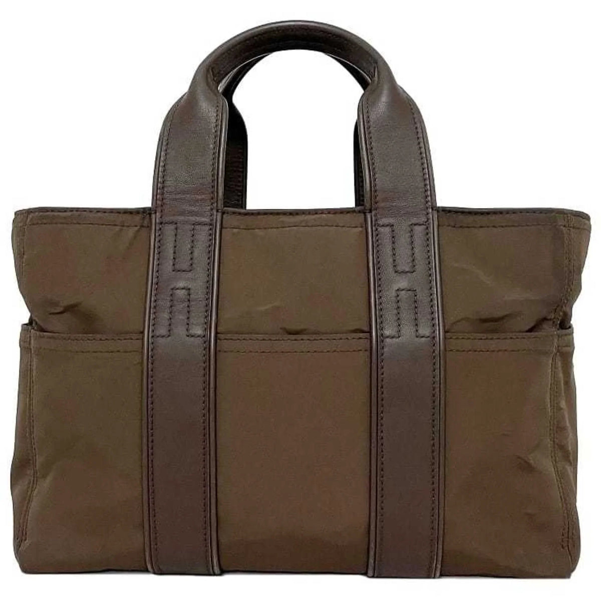 Second-Hand Hermes Tote Bag Acapulco Pm Brown Silver Handbag Nylon Leather Hermes Women'S (Fair)