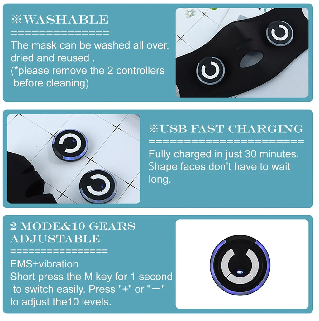 Silicon Face Face Electric Device, V Massager, Lifting Facial Mask Facial Micro-current Mask, EMS DEMUXI Thin