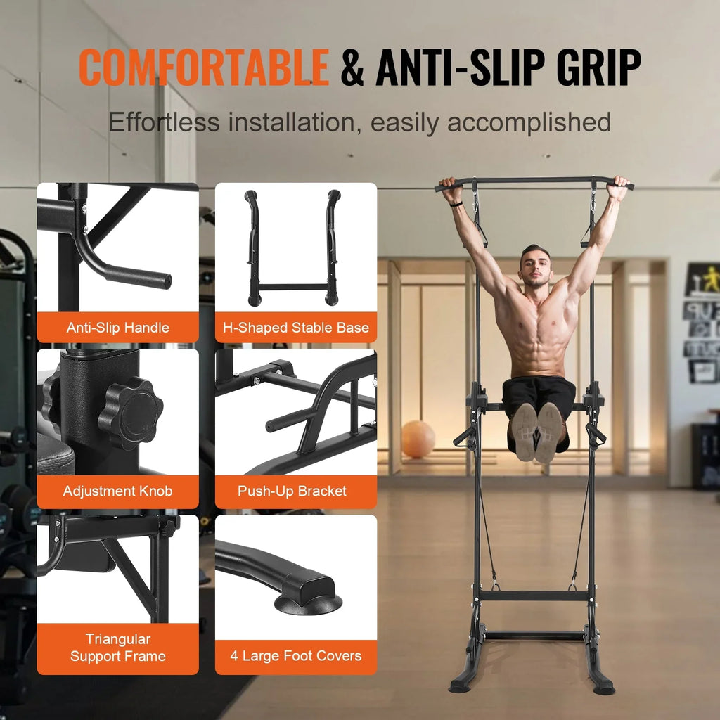 Frame Steel Station, Home Pull w/ Workout Strength Height SKYSHALO Training Dip Elbow Equipment Backrest Power Power Up Stand Pad, Duty Fitness Heavy for Tower Rack Bar Adjustable Carbon