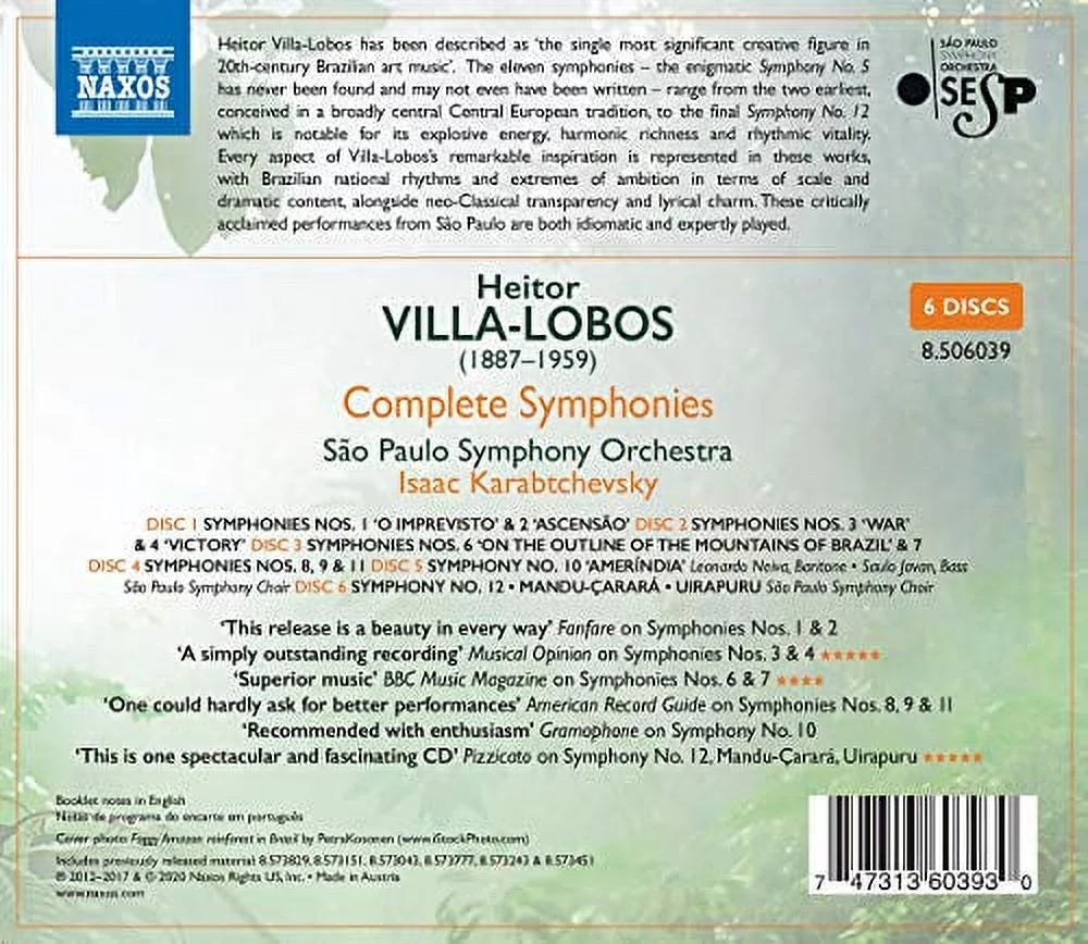 Sao - - Complete CD Symphonies Paulo / / Villa-Lobos Karabtchevsky - Symphony Classical