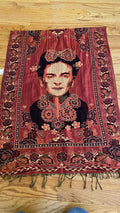 Red Wrap Mexican Reversible Pink Artist Shawl Frida Kahlo Scarf Pashmina Gold
