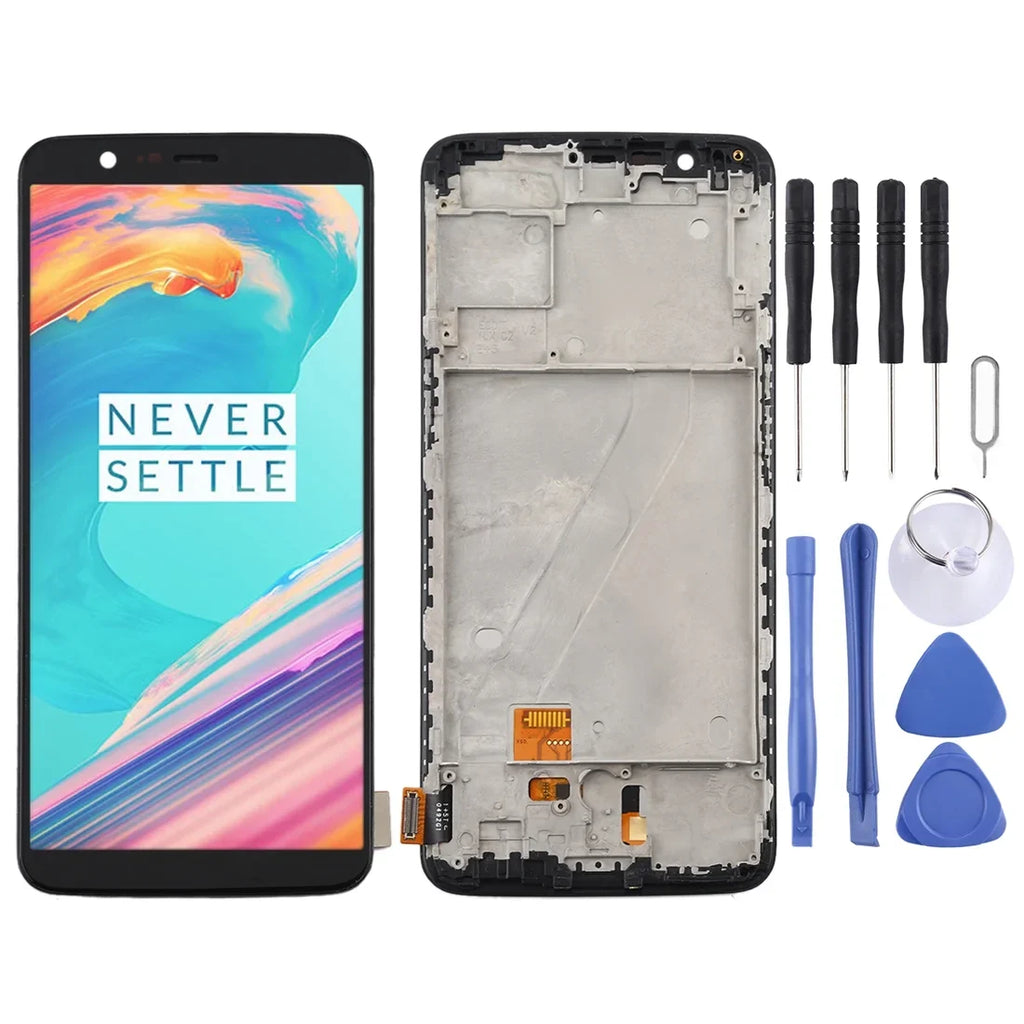 Repair Frame Full fabric Assembly Parts 5T LCD and Screen Cellphone OnePlus with (Black) Digitizer A5010 For TFT
