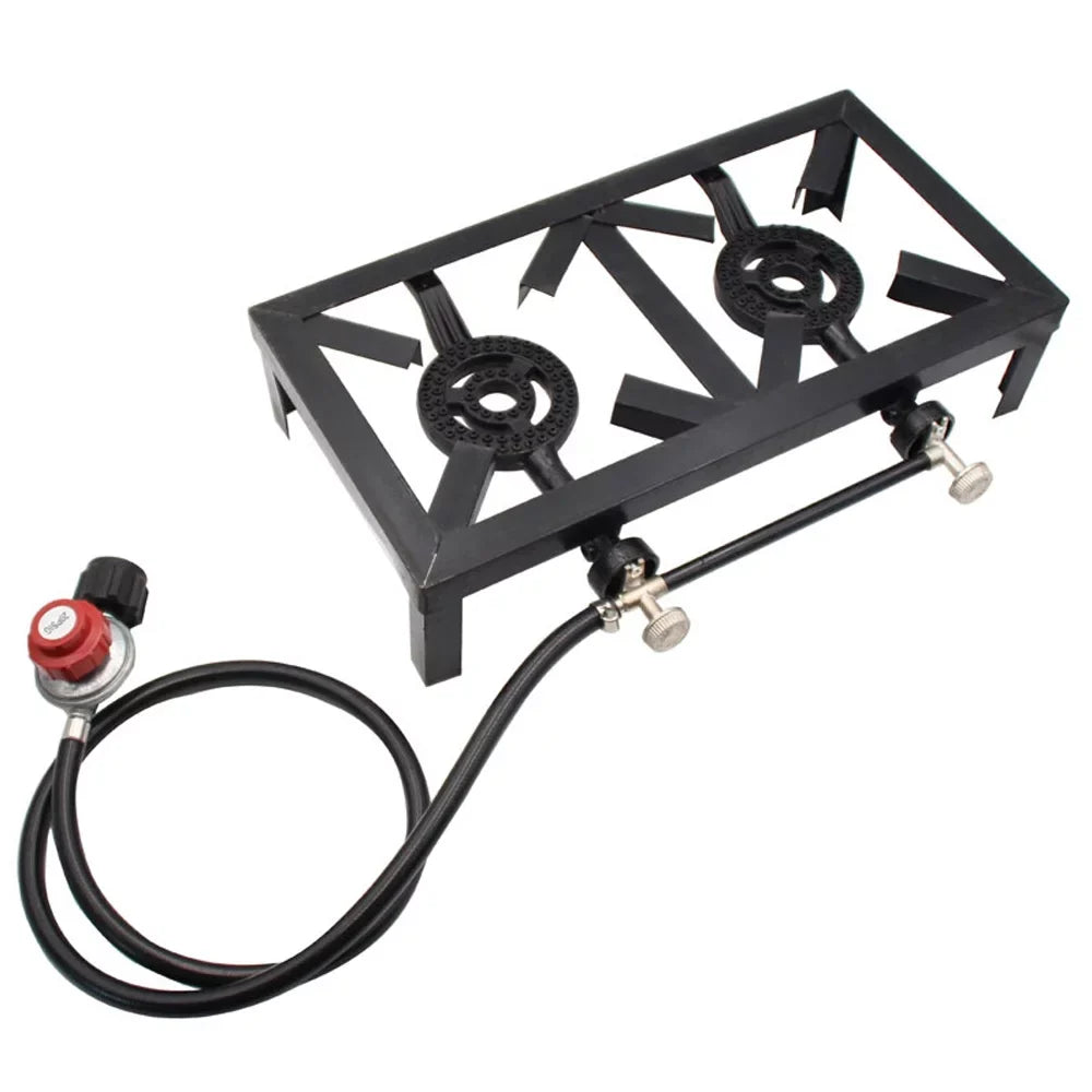 Nebublu for Camping Iron Stove Propane Gas Cooking Cast Double BBQ Patio Standard) (