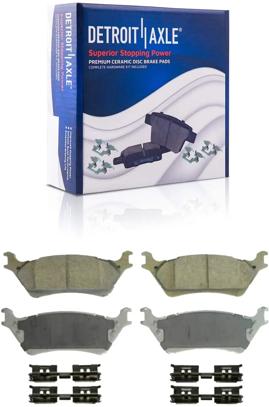 Detroit Axle - Brake Kit For 2012-2020 Ford F-150 Drilled & Slotted Disc Brake Rotors And Ceramic Brakes Pads 2013 2014 2015 2016 2017 2018 2019 Front And Rear Replacement