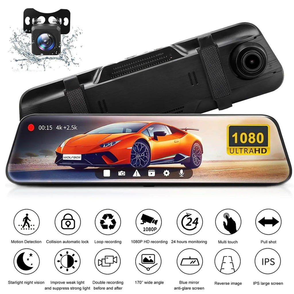 Touch Camera,G-Sensor, 10" Screen 5.5 and Backup Monitor, Wide Angle,with Dash Front FHD 1080P Cable View Mirror Parking Full Meters Cam,Kepeak 170° Rear