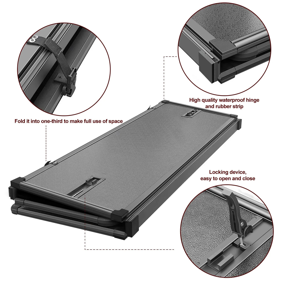 Kikito Professional Frp Hard Tri-Fold Truck Bed Tonneau Cover For 2003-2024 Ram 1500 2500 3500 6.4Ft (74.6In) Bed Without | Rambox & Deckrail System |