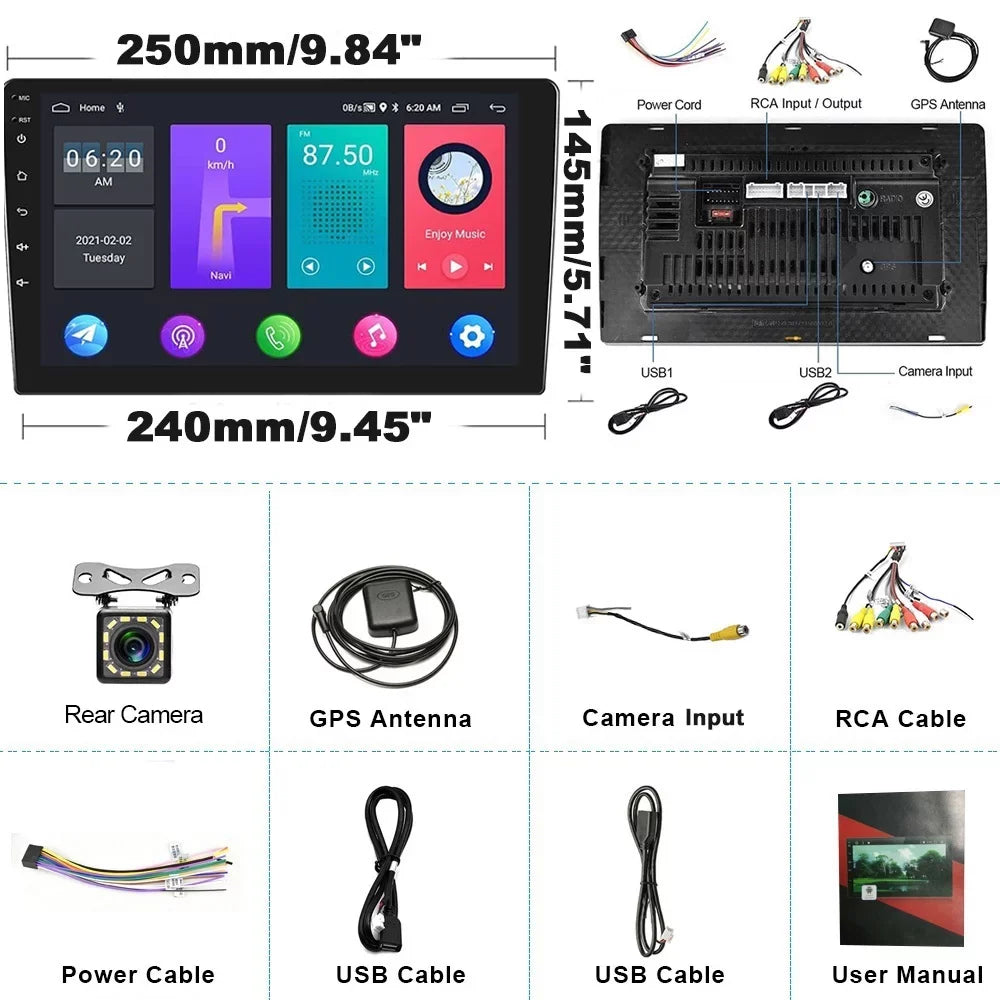 Rearview Android 2006-2011 USB,with 1080P HD LED 2+32G Car 10.1'' Honda Stereo Podofo MP5 11 Link 12 Civic Mirror Car Player for GPS inch 10 Camera FM WIFI Radio Bluetooth
