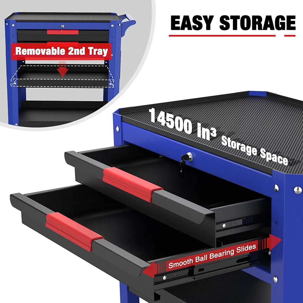 2-Drawer Service for Warehouse, Duty System, and with Heavy lbs 28" WORKPRO Organizer Locking Wheels Garage, 400 Utility Cart Tool Workshop, Load Storage Rolling Premium Cart, Industrial Mechanic,