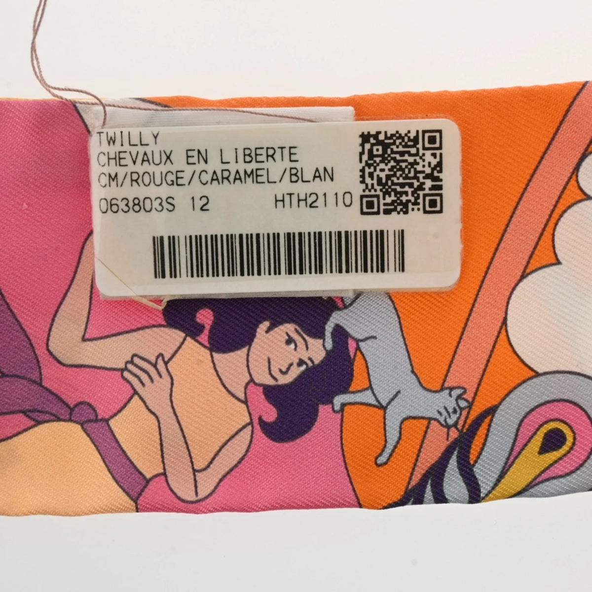 Silk Volants Muffler - (Like Scarf New) Orange/Rose/Mauve HERMES 100% Pre-Owned Women's Twilly Carres
