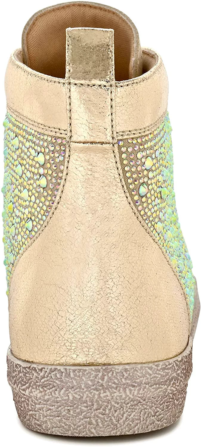 High Rhinestones Union 9 Ninety Foxy Top Fashion Sneaker Athletic with Gold