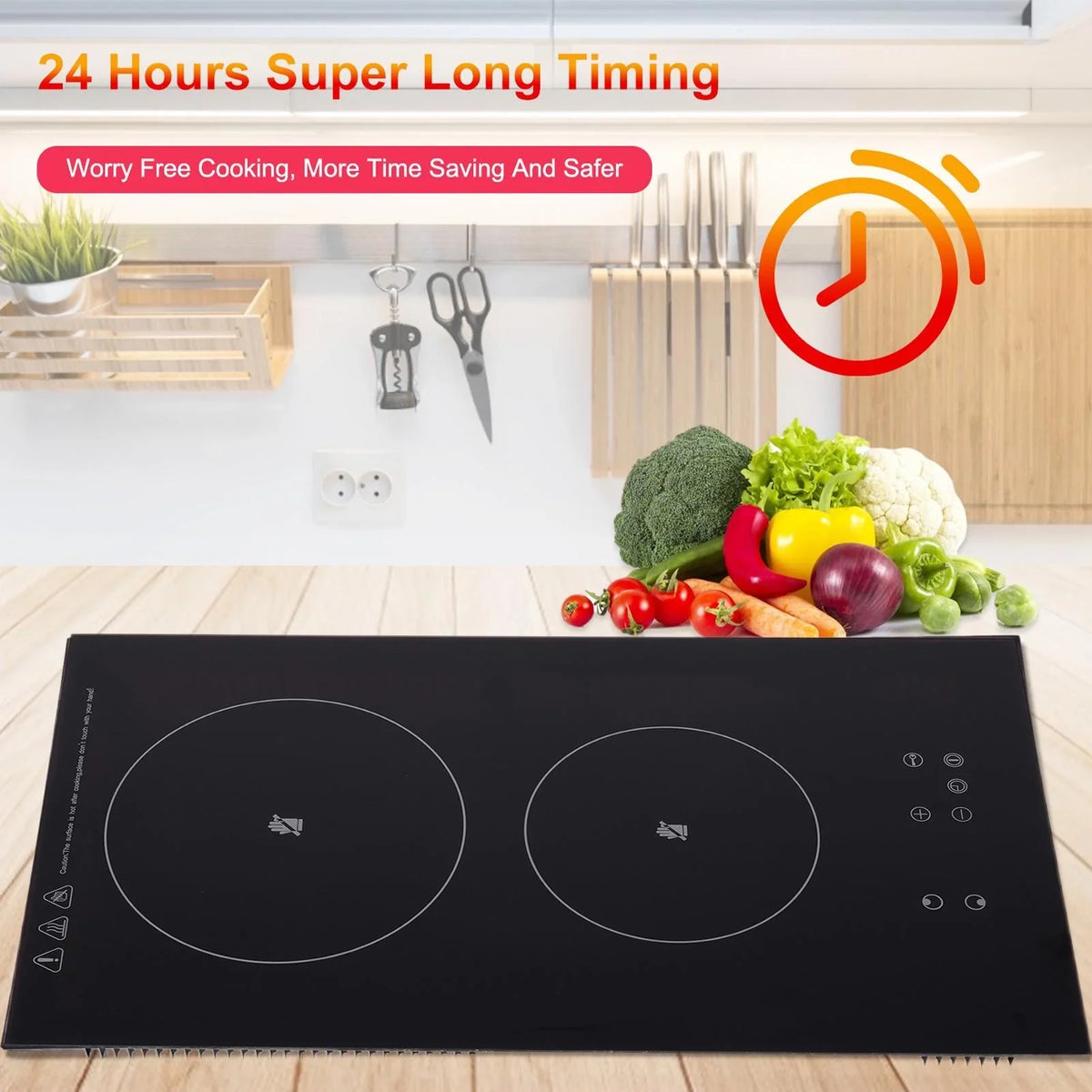 110V Burner Cooktop Cook, | Steam, Electric Ceramic 2 Simmer, | Fry Burner Cookware Glass VAHIGCY Vertical Most Portable Induction Slow and Induction Top for Stove Countertop
