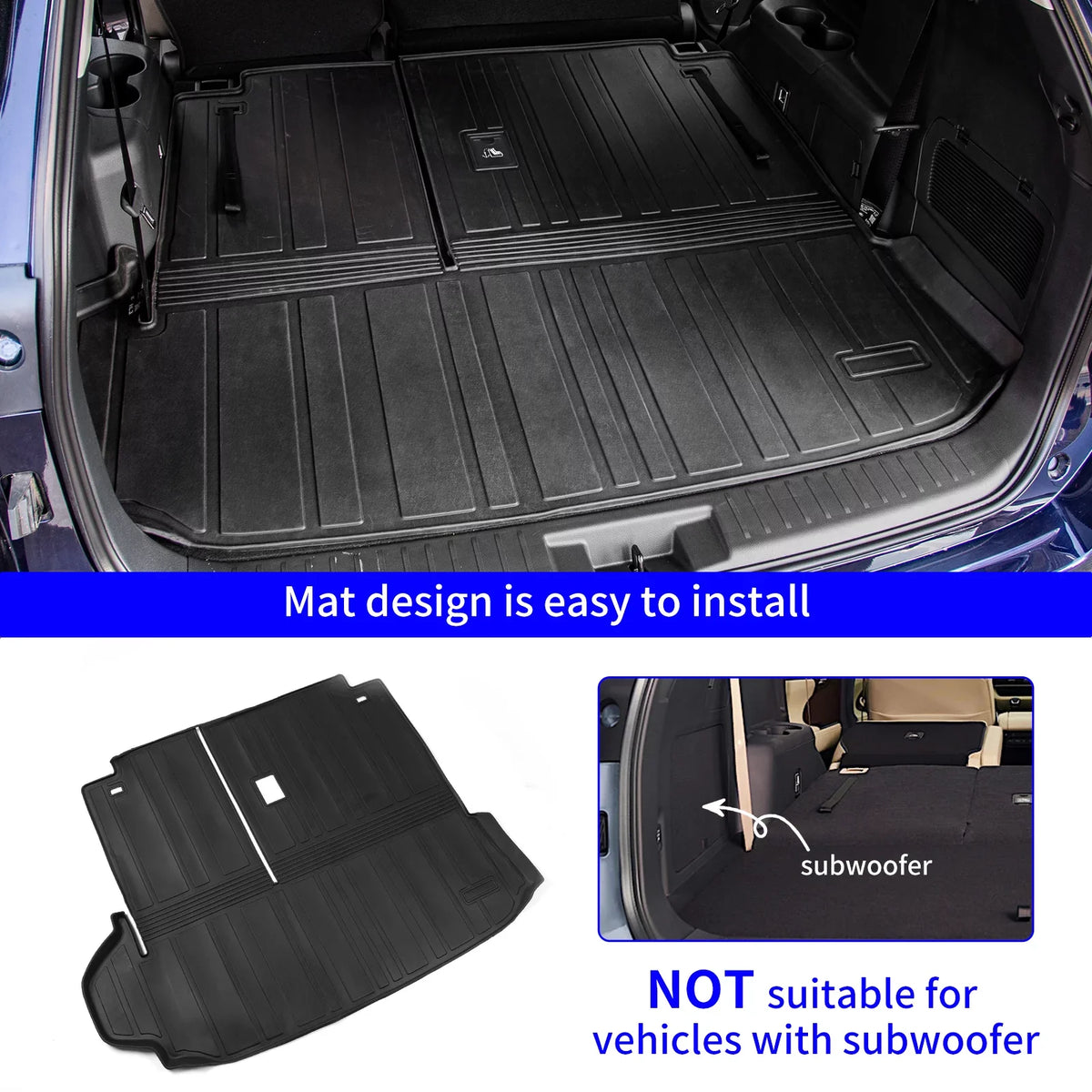 Cargo Protector Trunk Seats Seat Mat TPE with Mat Trunk Cover (2020-2023, Highlander Mat) 2022 Liner Compatible Mat 2020-2024 Highlander with 7 Accessories Back Backrest Cargo