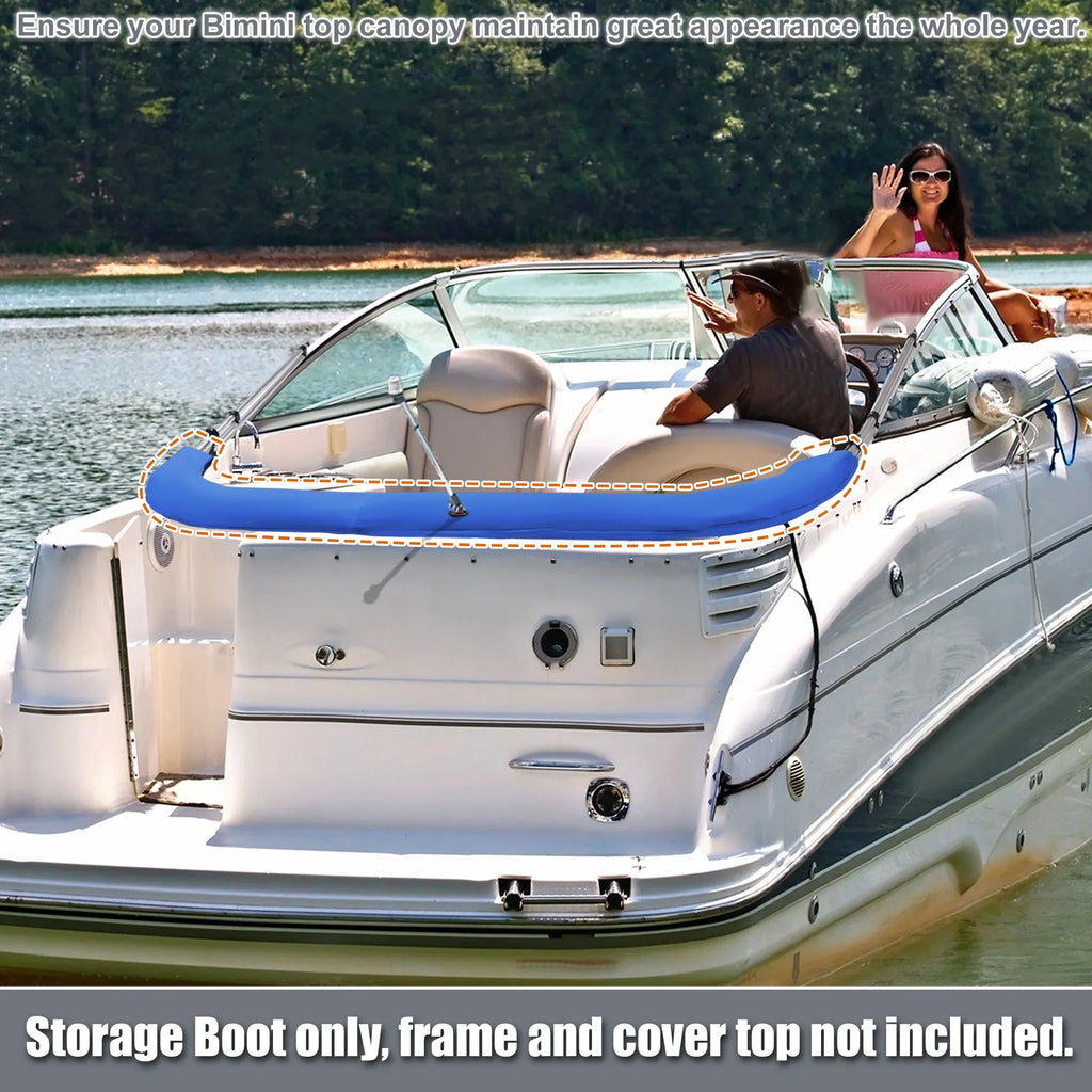Boat Bimini Top Storage Boot With Illuminator Hole 600D Polyester Canvas Cerulean 91"-96" W For 3 Bow 4 Bow
