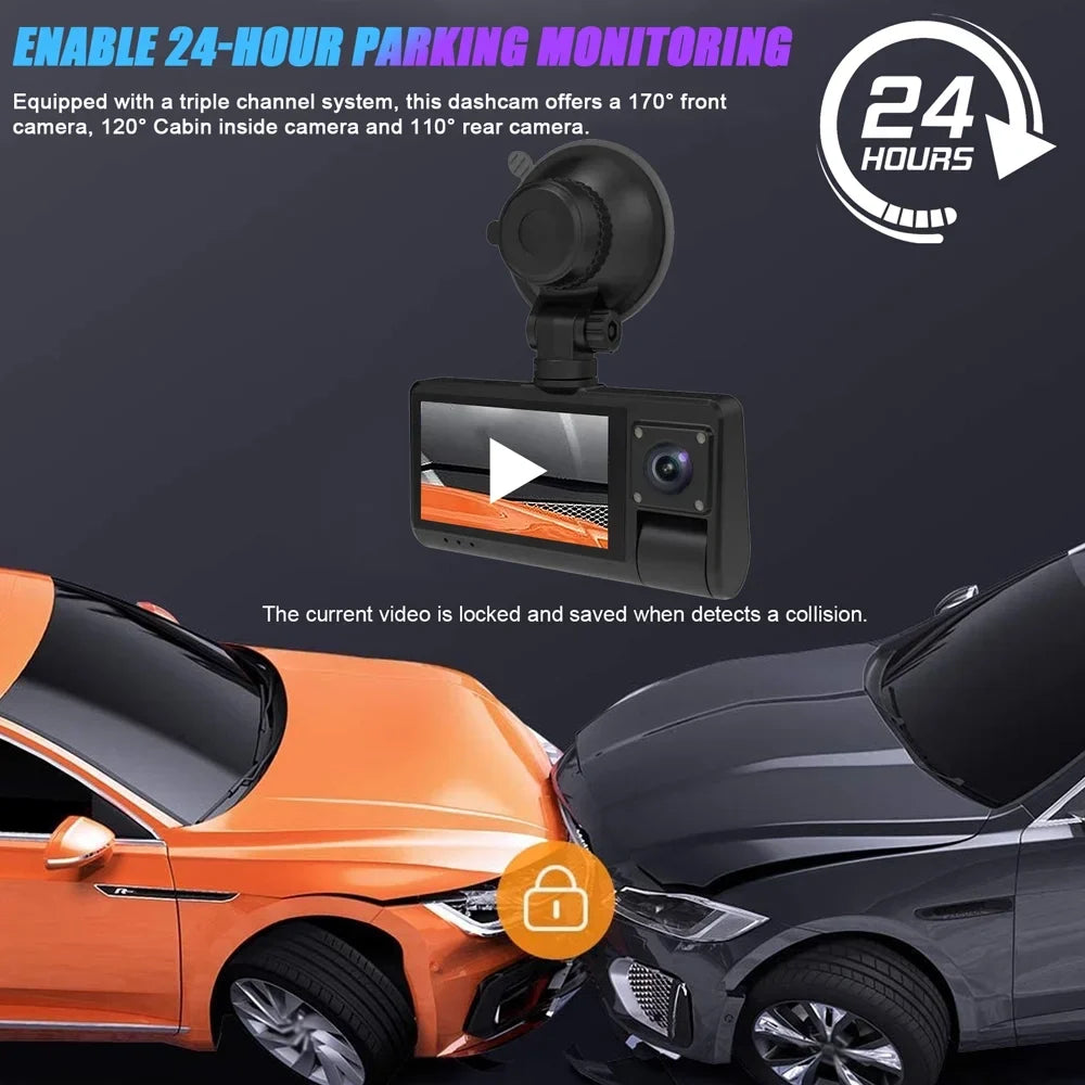 Cam with Driving Angle Video Clear - Wide Rearview Mirror Auto 3-in-1 Touch Connectivity Screen WiFi Safety Recording, Camera, Dash - Recorder