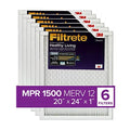 Air Filter, 20x24x1, 1500, MPR Allergen, Filtrate Furnace Living Ultra 6-Pack AC Healthy