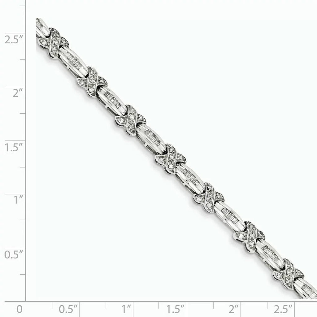 14K White Gold Diamond X Bracelet. Carat Wt- 0.98Ct