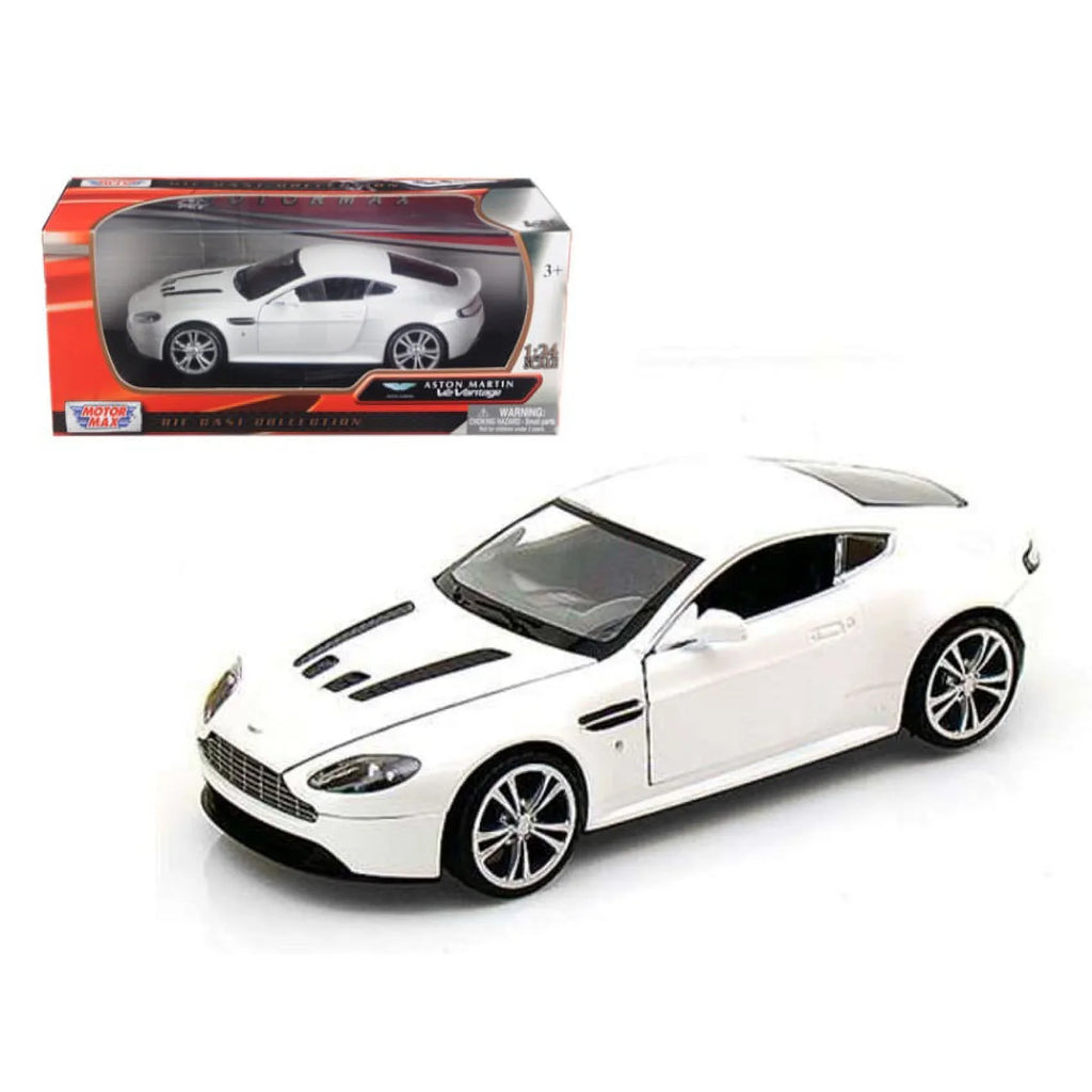 1/24 by Car White Aston Pearl Martin V12 Diecast Vantage Model Motormax