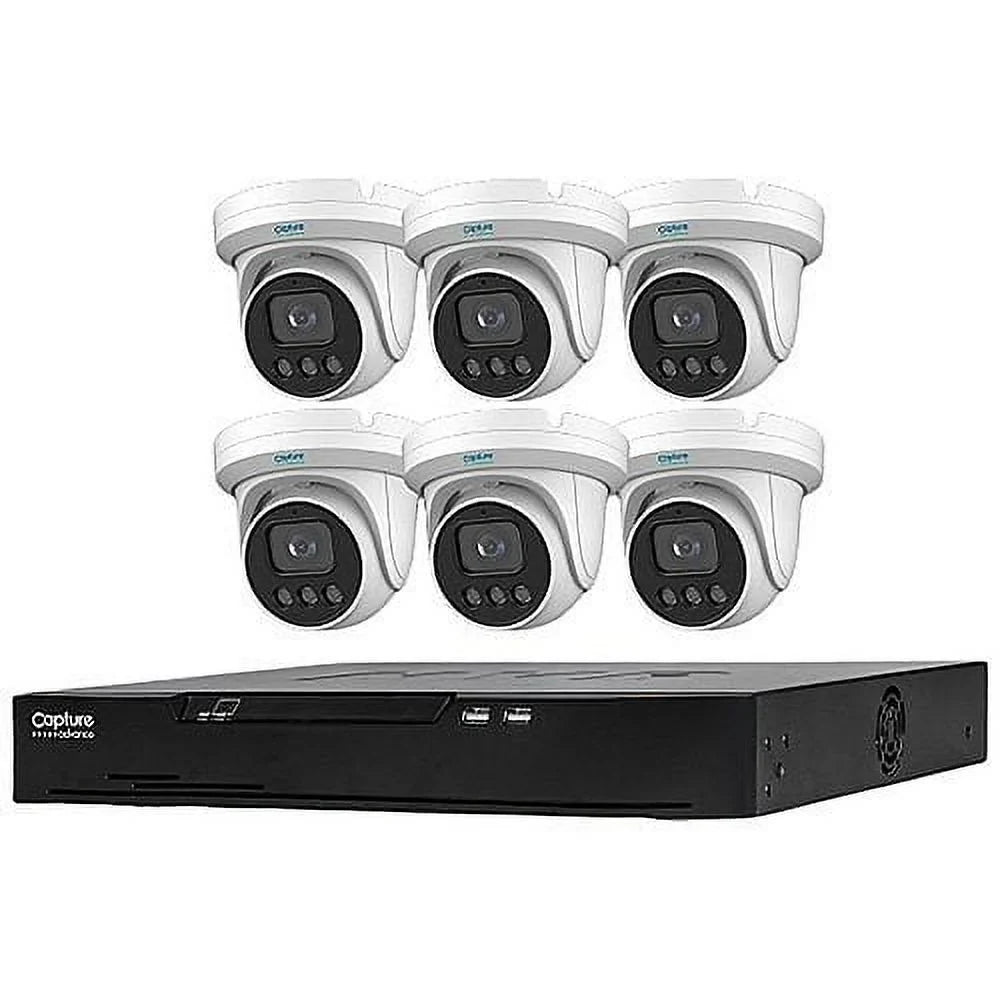 8-Channel 7-Piece Camera Includes 4K (6) Capture PoE R2-IP8C5MPK with Lens Kit, NVR (1) 5MP Turret 2.8mm and Advance
