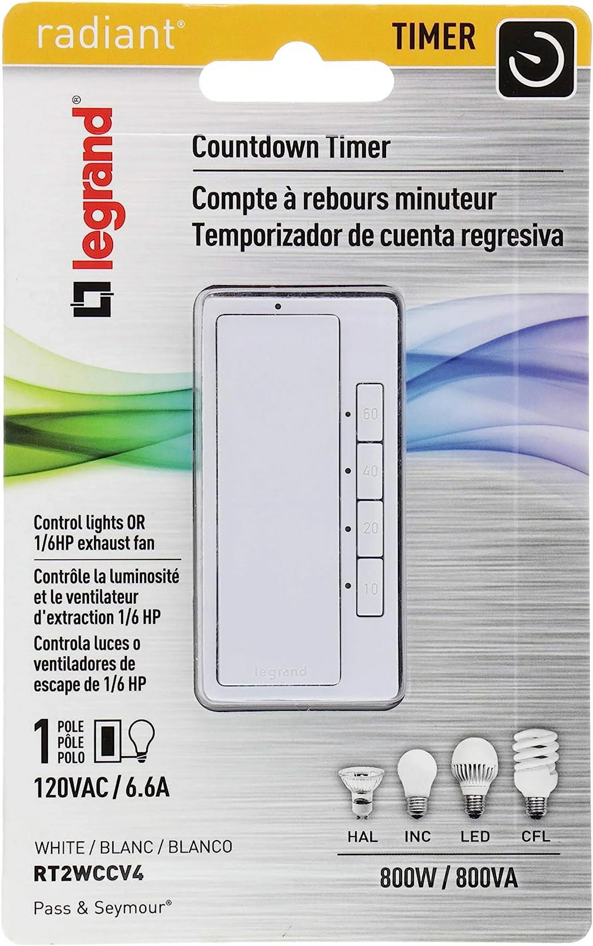 Seymour WHT Pack Legrand 4 Pass 60MIN Timer Switch &