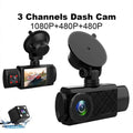 Front And Rear Camera Hd Dash Cam 2\\\" Triple Lens Car Dvr Video Driving Recorder
