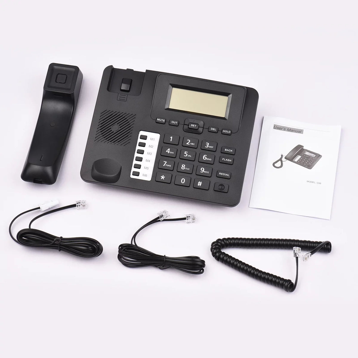 DTMF/FSK Telephone Dial/Ring Home Landline Elderly Black System Sound Phone Corded for IC Chip Date Real-time Control Hands-Free/Redial/Flash/Speed Dual Seniors Meterk Phone Built-in Support Desk