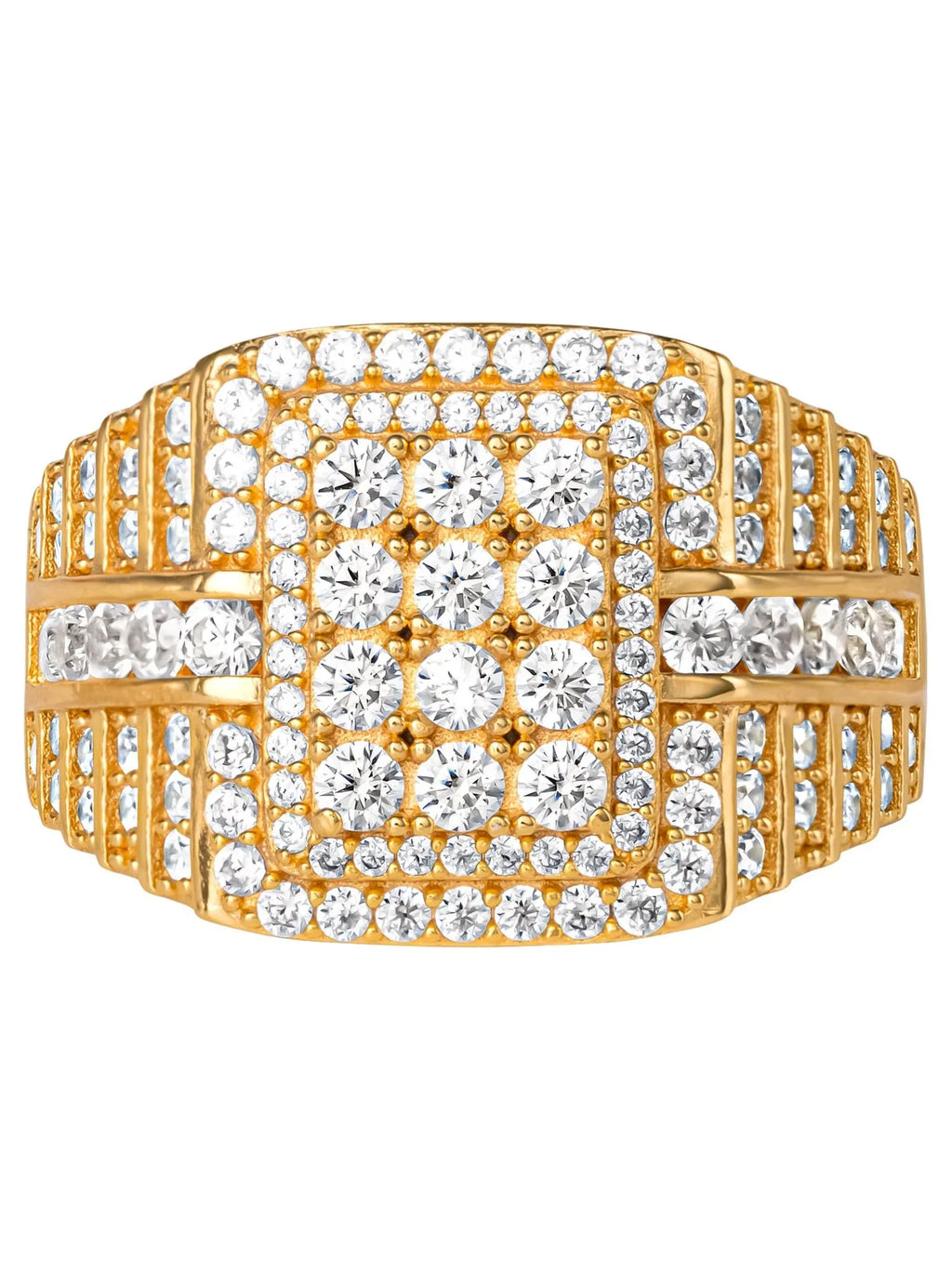 Diamond dimension Silver Men's Shaquille Sterling 10 Yellow Simulated Gold Ring, O'Neal Plated