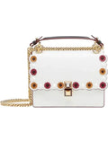 Flowers Leather Multi Kan Color Chain Fendi New White I Bag