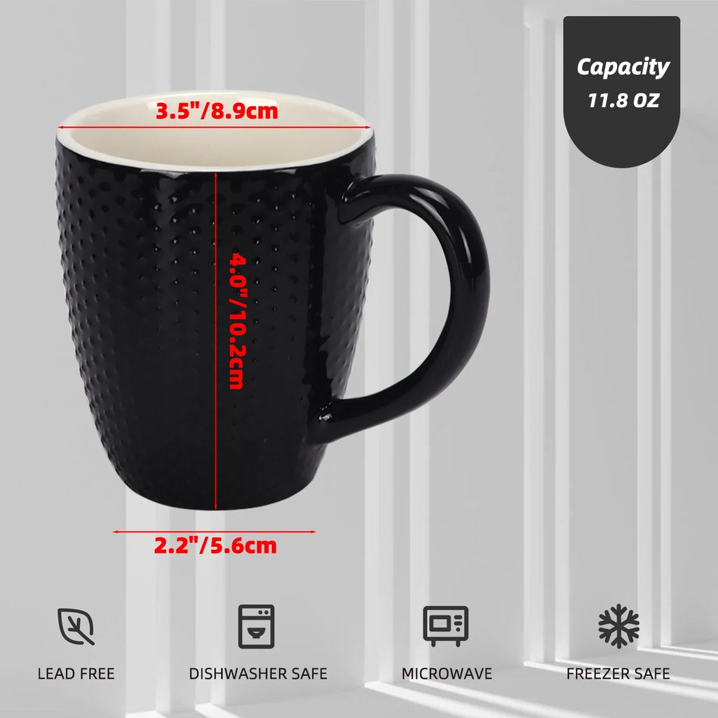 11.95 6 Ceramic, Coffee Pack Cup Black, Set, Coffee, for Milk, Coffee liquid, Mug Floz