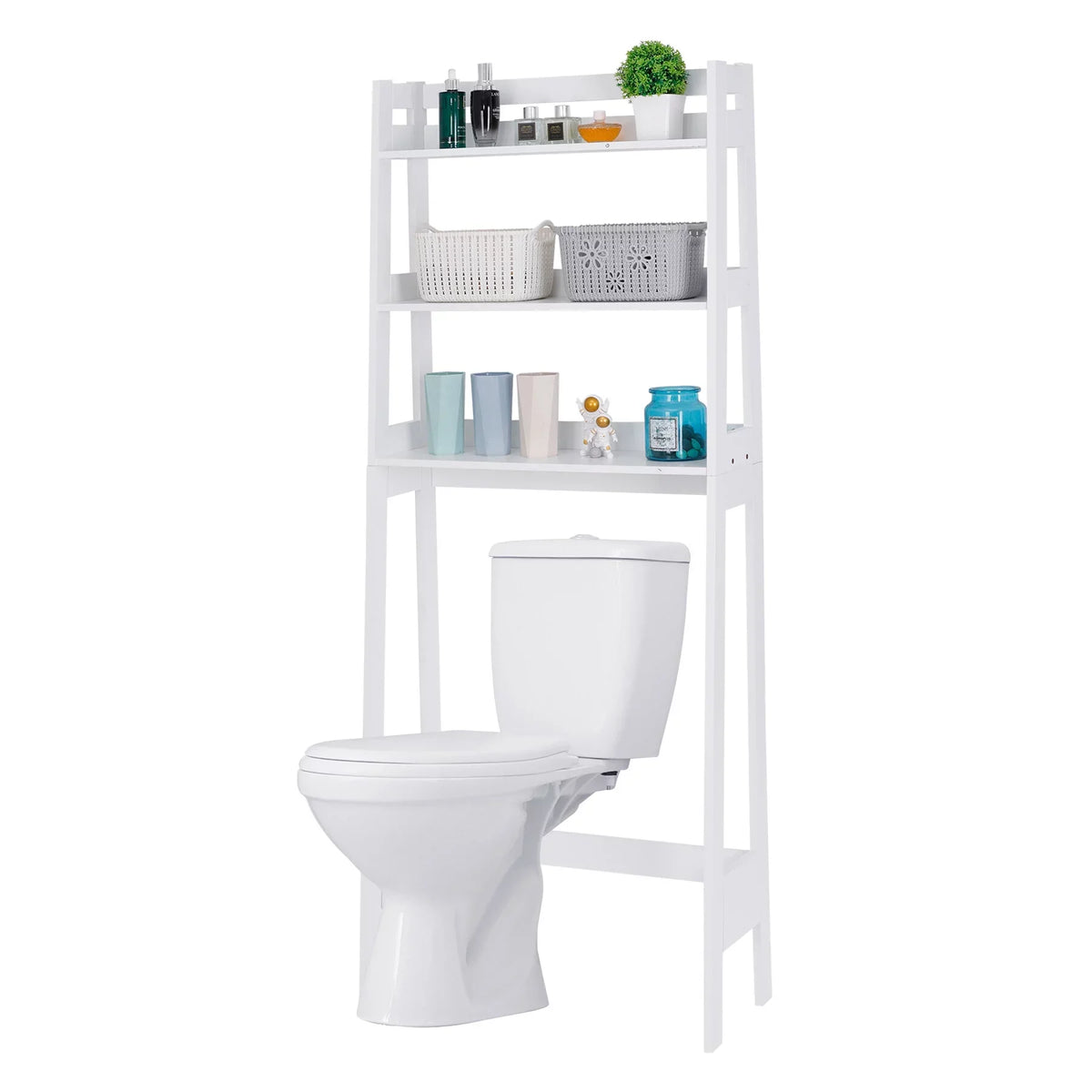 ZENSTYLE 3-Tier Organizer The Toilet Rack Saver Storage Space Bathroom Over Shelf White