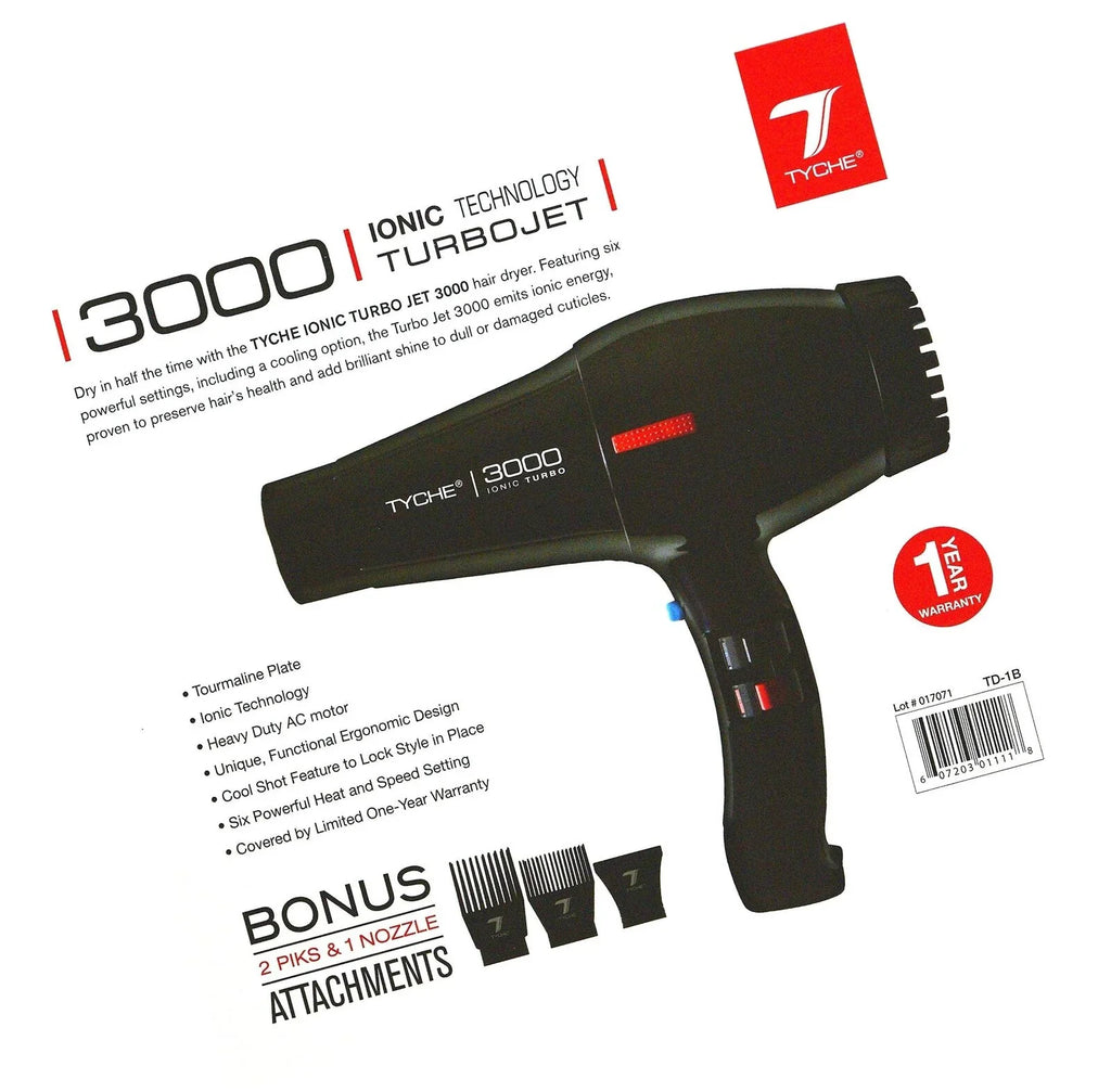 Radiation Ionic Negative Power Heat Dryer Hair Hair Dries Distribution Electromagnetic & Professional Warranty) Air Turbo Shine Tech Year (1 Black Fast Infrared Tyche Ceramic Ions, 3000 Hair
