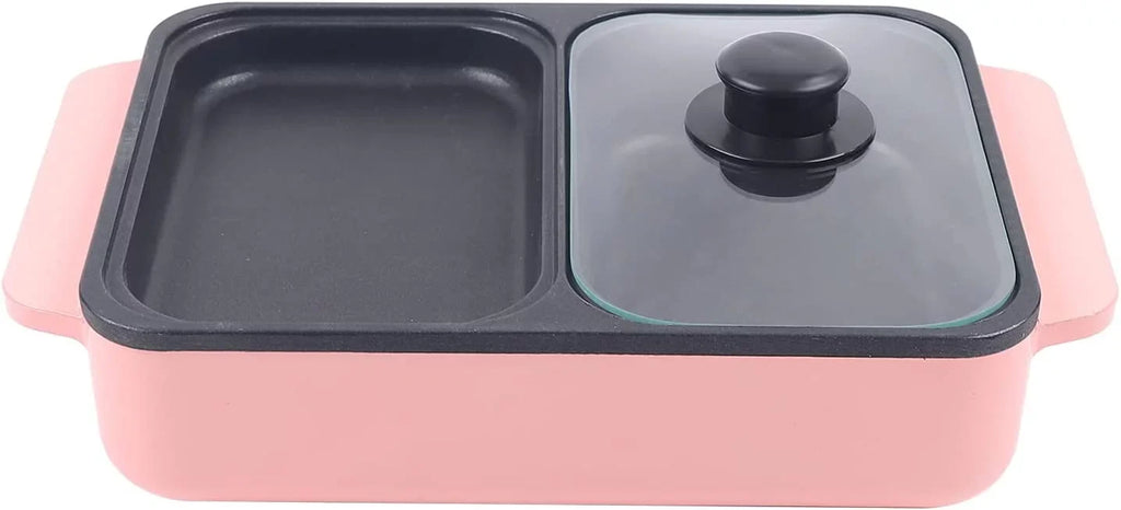 Steel Non-Stick Pot in Electric Barbecue (Pink) Pan, Hotpot Hot 1 Barbecue 2 MONIPA Stainless Portable Pan Grill