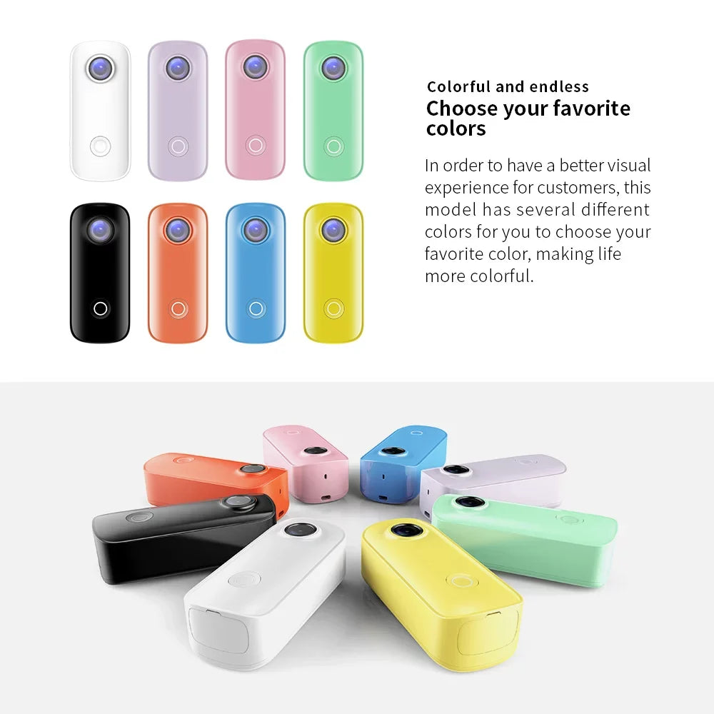 C100 Camera with Camera Back APP SJCAM 30M Waterproof Video 2K Sharing Battery in Magnetic Lanyard Case Clip Digital Connection Built 30fps Mini Waterproof Body WiFi Rechrageable Action