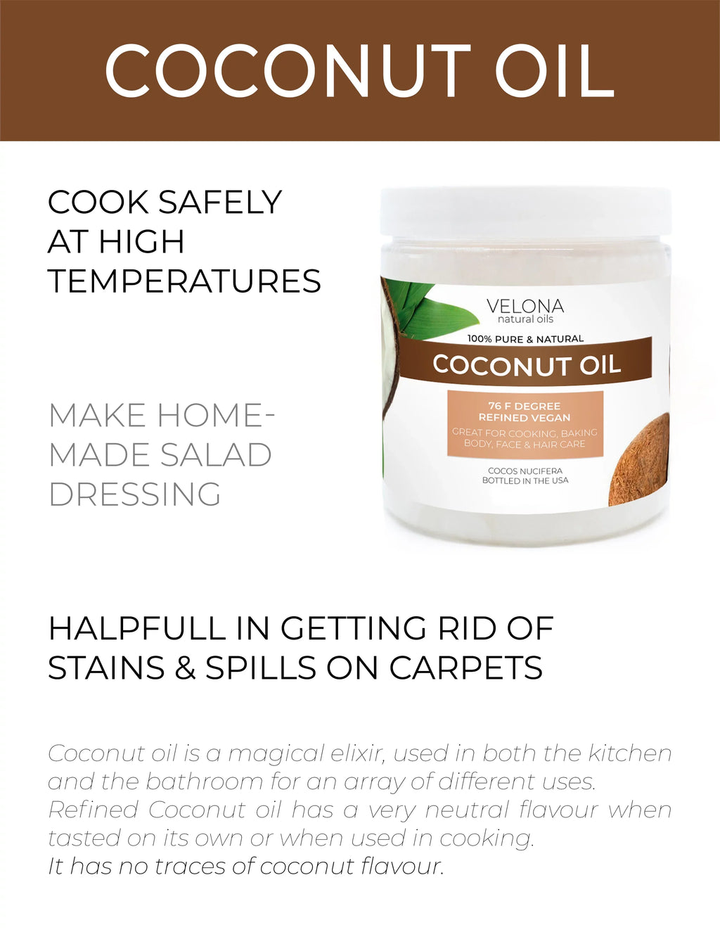 | Refined, Carrier 76 Oil - pressed Coconut Cold 7 Oil | | Hair Natural Skin, Degree Body, jar lb Face, Pure and 100% | Care in Velona