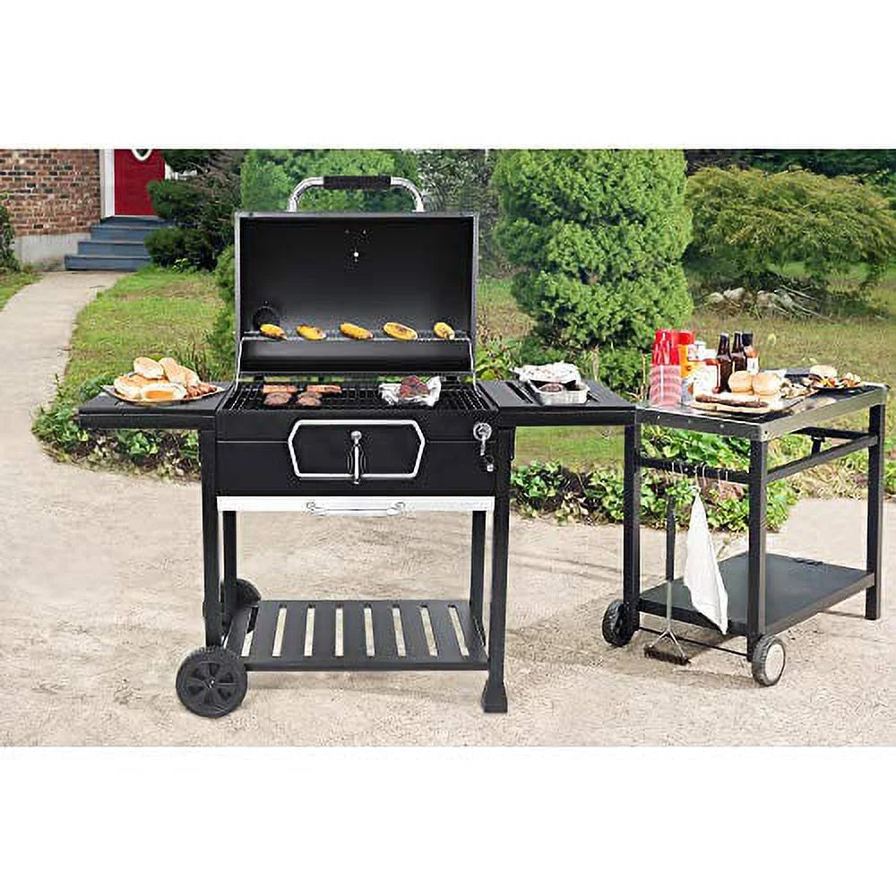 Large Deluxe 30-Inch Gourmet Picnic Camping Cooking, Patio BBQ Backyard Smoker Grill, Charcoal Royal CD2030AN Black,