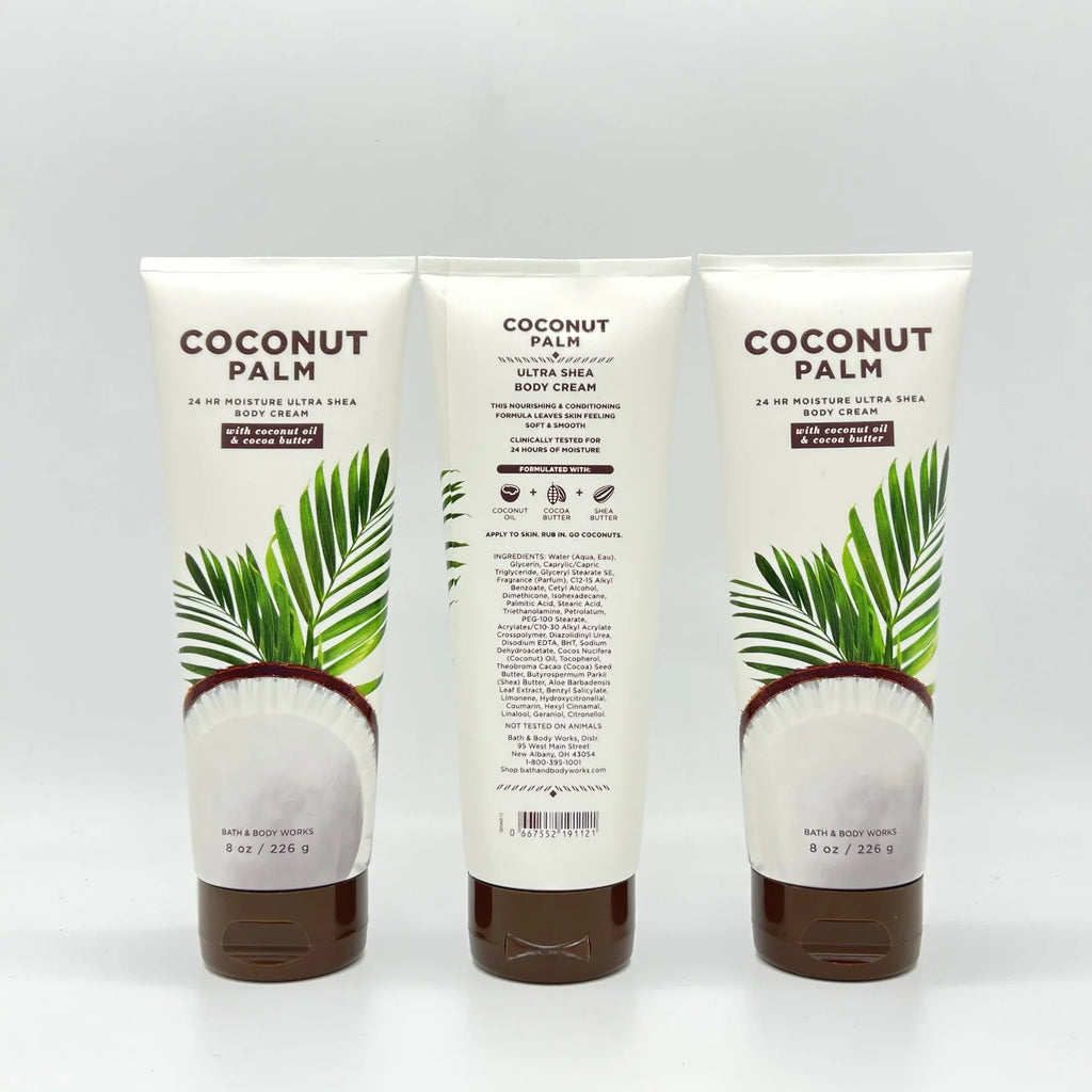 3 Body Cocoa Pack Palm Bath 24-Hour 8oz Coconut Moisture Cream Shea with & Body Coconut of Works Oil Ultra & Butter,