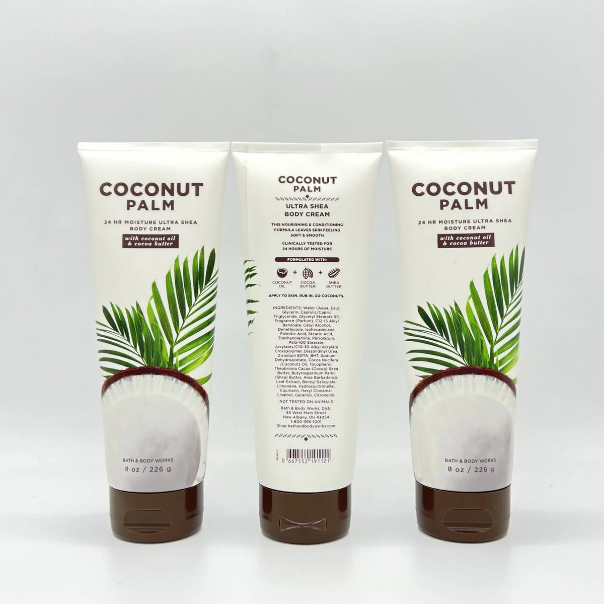3 Body Cocoa Pack Palm Bath 24-Hour 8oz Coconut Moisture Cream Shea with & Body Coconut of Works Oil Ultra & Butter,