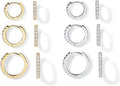 Pavoi 18K Yellow And White Gold Plated Pack 925 Sterling Silver Post, 6 Pairs Small Gold Hoop Earrings Set | Mini Cartilage Helix Huggie Hoop Pack For Women Men 8Mm 10Mm 12Mm