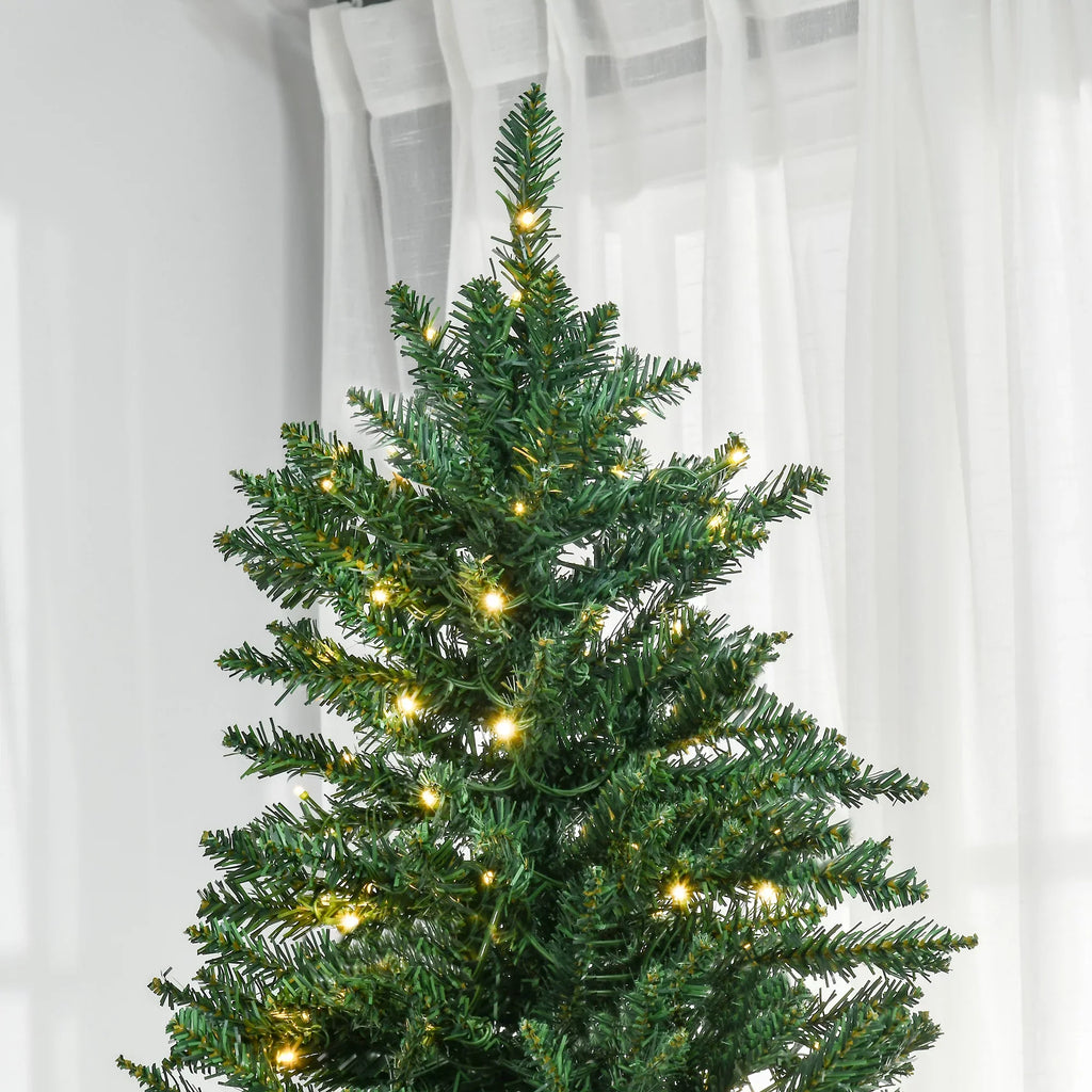 Homcom 7Ft Pre-Lit Full Douglas Fir Artificial Christmas Tree With Realistic Branches, 700 Warm White Led Lights And 2154 Tips