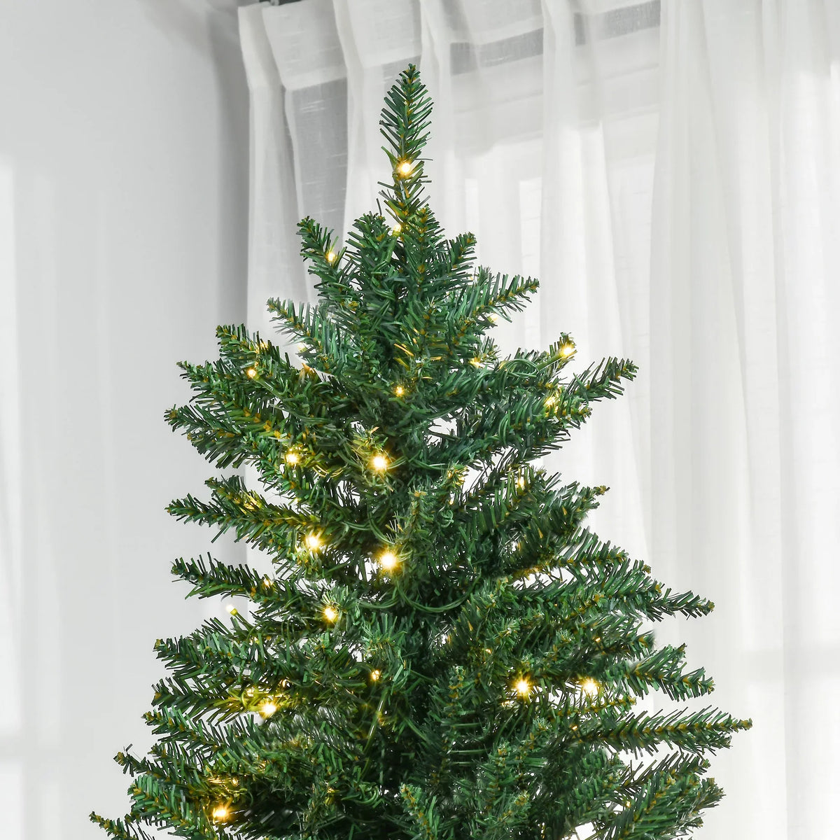 Homcom 7Ft Pre-Lit Full Douglas Fir Artificial Christmas Tree With Realistic Branches, 700 Warm White Led Lights And 2154 Tips