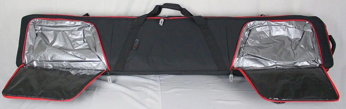 To Ski Two Bag Load, Oversized Air Padded External Boot Ski Double With For Easy Rolling Wheels Travel, Double Pockets, Bag,
